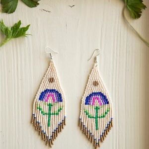 Ethnic Beaded Earrings with mushroom Design
